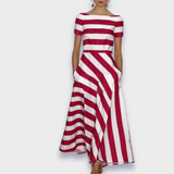 Vestit llarg de ratlles fet a mà
