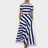 Vestit llarg de ratlles fet a mà