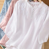 Kissina | Blusa de cotó i lli brodada