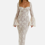 Elegant Vestit Maxi de Renda d'Estiu amb Cos de Corsé