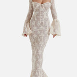 Elegant Vestit Maxi de Renda d'Estiu amb Cos de Corsé