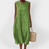 Vestit de cotó sense mànigues elegant amb butxaques