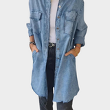 Camisa de denim de màniga llarga amb coll clàssic