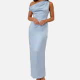 Vestit Maxi d'Convidada de Boda de Satén Drapat Coralie