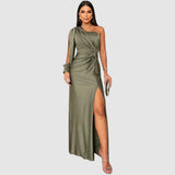 Meda - Elegant vestit maxi d'un sol espatlla