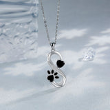 Heart and Infinite Love Pattern Necklace with Paw