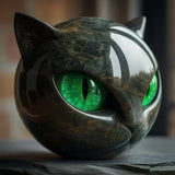 NyxCharm | Escultura de Cap de Gat Negre Místic