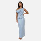 Vestit Maxi d'Convidada de Boda de Satén Drapat Coralie