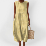 Vestit de cotó sense mànigues elegant amb butxaques