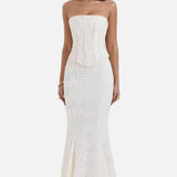 Vestit Maxi d'Convidada de Boda Brodat Sense Tirants