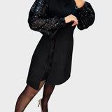 Iwona - Vestit elegant amb mànigues bufades brillants