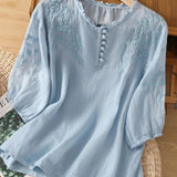 Kissina | Blusa de cotó i lli brodada