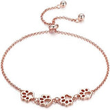 Adjustable Sterling Silver Bracelet with Dog Paw Print