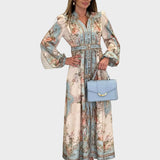 Meda – Vestit llarg d'estil elegant amb flors i botons