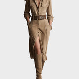 Vestit midi de ante marró per a dona