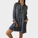 Camisa de denim de màniga llarga amb coll clàssic