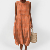 Vestit de cotó sense mànigues elegant amb butxaques