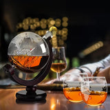 World Map Set - Whiskey Bottle and Glass