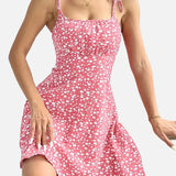 Vestit mini de dona amb estampat floral i tirants lligats
