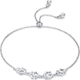 Adjustable Sterling Silver Bracelet with Dog Paw Print