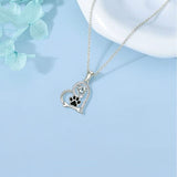 Sentimental Paw Print Pendant with Zirconia - For Dog Lovers