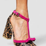 Leontina | Sabatilles verdes amb estampat de lleopard i accents colorits