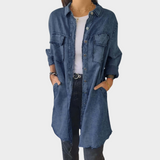 Camisa de denim de màniga llarga amb coll clàssic