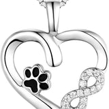 Collar with paw print and heart with infinity pendant