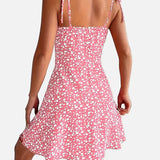Vestit mini de dona amb estampat floral i tirants lligats