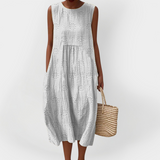 Vestit de cotó sense mànigues elegant amb butxaques