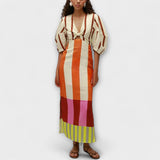 Kaya - Vestit maxi amb escot i mànigues abullonades