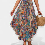 Faldilla Midi Floral amb Cintura Alta
