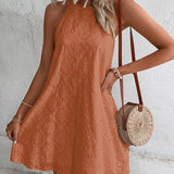 Vestit curt sense mànigues de tall A per a dona amb disseny floral de ulls