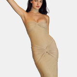 Vestit Maxi Sense Tirants amb Brillantor – Elegant Vestit de Nit Arrugat per a Dones