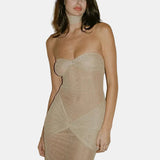 Vestit Maxi Sense Tirants amb Brillantor – Elegant Vestit de Nit Arrugat per a Dones