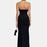 Vestit Maxi Sense Tirants amb Brillantor – Elegant Vestit de Nit Arrugat per a Dones