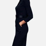 Vestit Midi Elegància Tardoral – Disseny de Cintura Afavoridora per a Reunions Chic de còctel