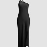Vestit Maxi d'Convidada de Boda de Satén amb Esquena Descoberta