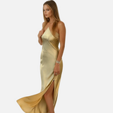 Vestit Maxi d'Convidada de Boda de Satén amb Esquena Descoberta