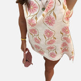 Vestit de dona sense mànigues amb estampat floral i tall A