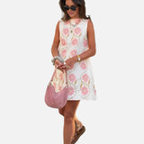 Vestit de dona sense mànigues amb estampat floral i tall A