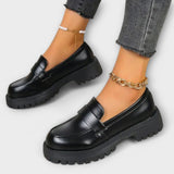 Mocassins femenins amb disseny ortopèdic i talons de setí