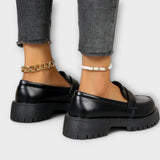 Mocassins femenins amb disseny ortopèdic i talons de setí
