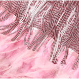 Vestit mini amb fringes i tirants per a dona amb baix de plomes