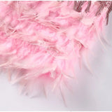 Vestit mini amb fringes i tirants per a dona amb baix de plomes