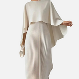 Vestit Maxi d'Convidada de Boda amb mànigues de ratpenat plisades