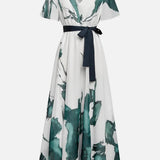 Vestit Maxi Floral Bohemi – Elegant Vestit d'Convidada de Casament d'Estiu amb Escot en V Profund