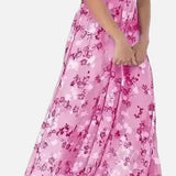 Vestit Maxi Floral – Elegants Mangues amb Volants per a Esdeveniments d'Estiu