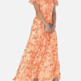 Vestit Maxi Floral – Elegants Mangues amb Volants per a Esdeveniments d'Estiu