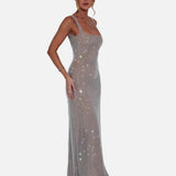 Vestit de Nit Formal Embellit Celeste